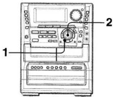 Diagram of an electronic device front panel with labeled parts 1 and 2, showing control panel, display, and keypad.