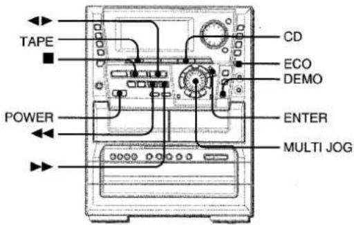 TAPE POWER CD ECO DEMO ENTER MULTI JOG