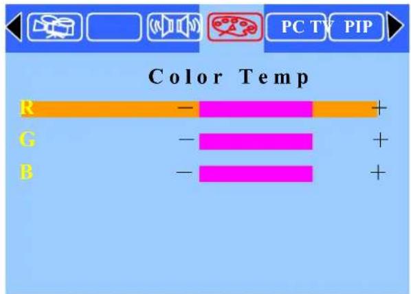 PC TV PIP Color Temp R — + G — + B — +