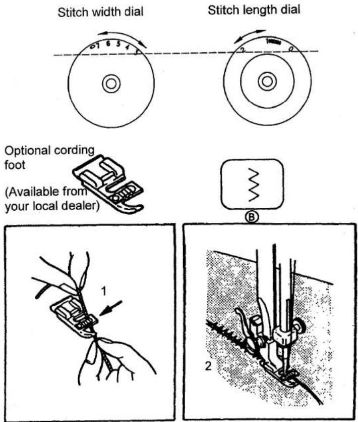SINGER 1309 - Sewing with the optional cording foot (For 3 dial models) - 1