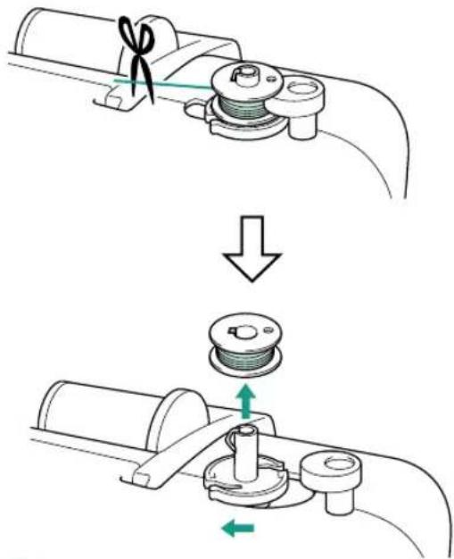 Technical diagram showing mechanical assembly steps with labeled components and directional arrows