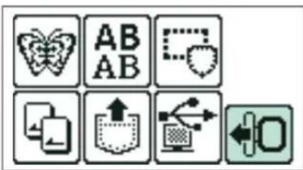 Row of eight icons with letters and symbols, including butterfly, heart, document, and computer interface