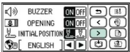BUZZER ON OFF OPENING ON OFF INITIAL POSITION > [ ENGLISH ]
