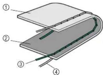 Diagram of a layered electronic device with numbered components, likely an integrated circuit or package.