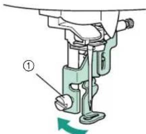 Technical diagram of a mechanical assembly with labeled component ① and directional arrow indicating rotation or movement.
