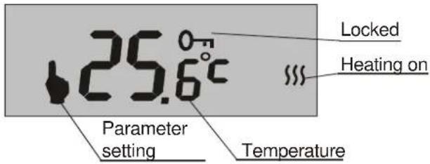 25.6°C Parameter setting Temperature Locked Heating on