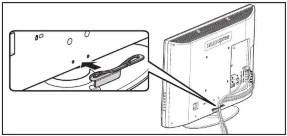 Diagram showing cable installation process with a device and cable connector, labeled in Chinese.