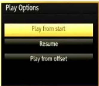 Play Options Play from start Resume Play from offset