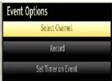 Event Options Select Channel Record Set Timer on Event