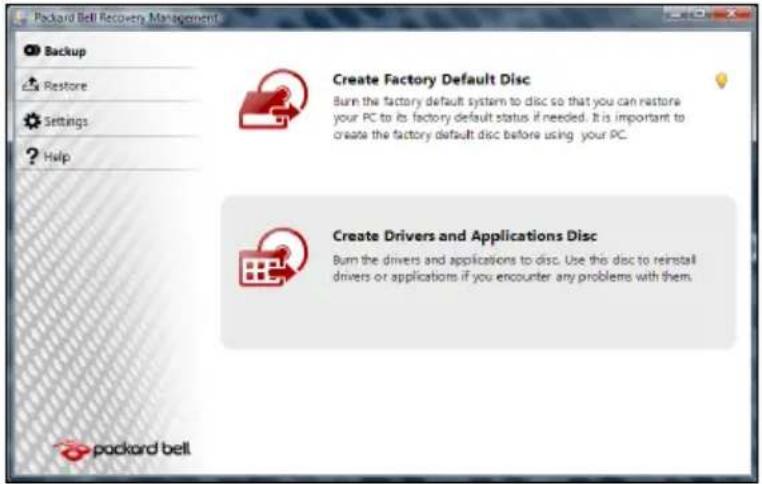 PACKARD BELL EasyNote NX - Creating recovery discs - 1