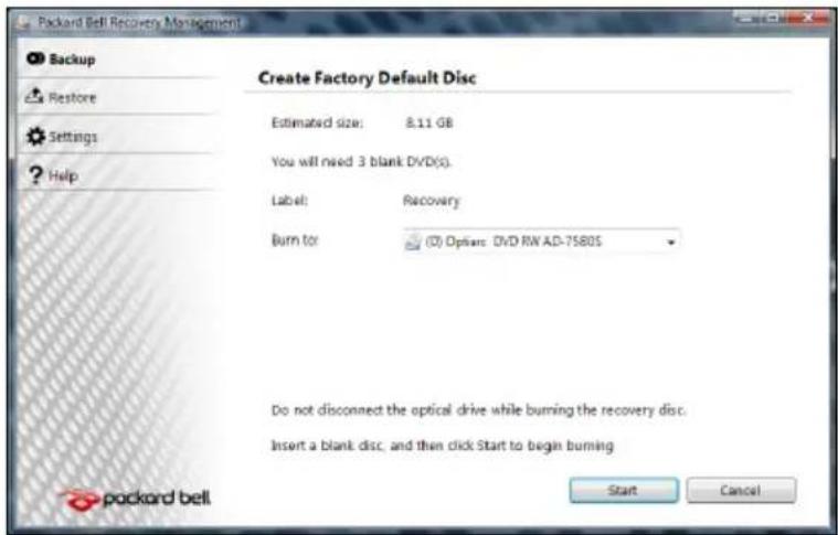 PACKARD BELL EasyNote NX - Creating recovery discs - 3