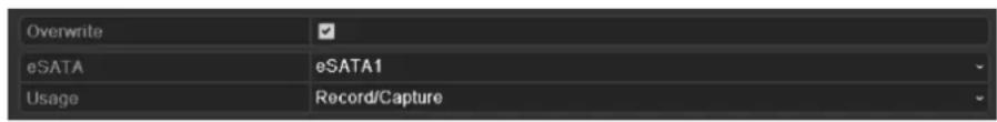 Overwrite eSATA eSATA1 Usage Record/Capture