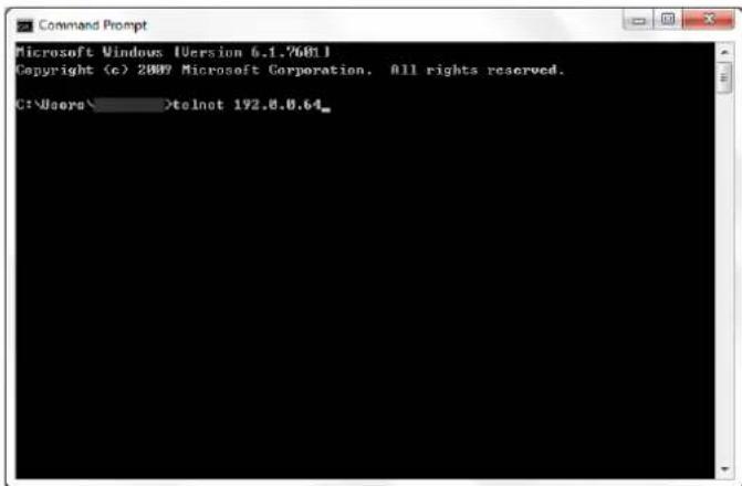 Microsoft Windows [Version 6.1.%01] Copyright (c) 2009 Microsoft Corporation. All rights reserved. C:\Users_\telnot 192.8.0.64_