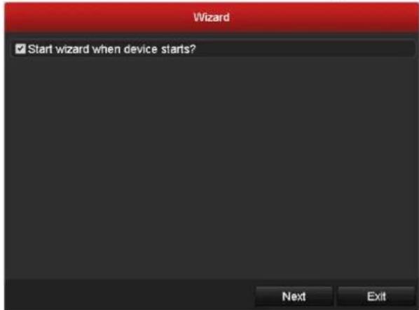 Wizard ✓ Start wizard when device starts? Next Exit