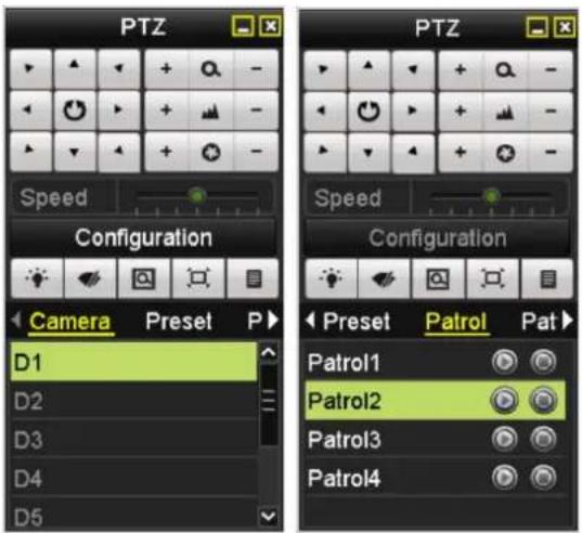 PTZ Speed Configuration Camera Preset P D1 D2 D3 D4 D5 PTZ Speed Configuration Preset Patrol Pat Patrol1 Patrol2 Patrol3 Patrol4