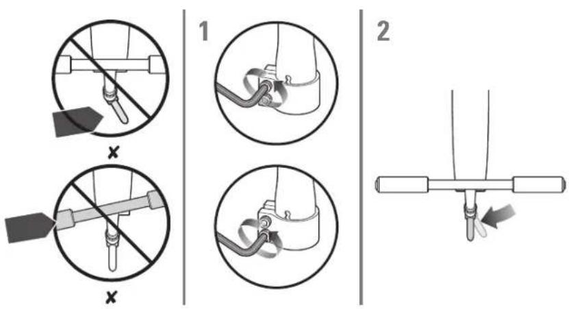 Diagram illustrating mechanical assembly steps with labeled diagrams and directional arrows