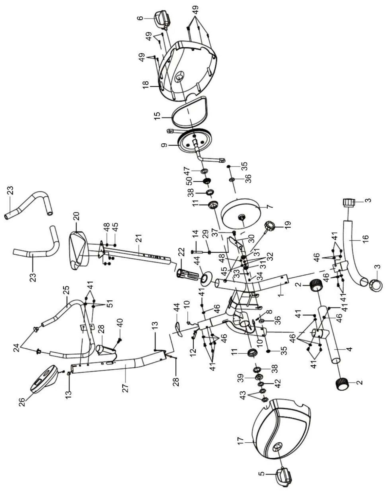 Technical diagram of a mechanical device with numbered components for identification and assembly reference.