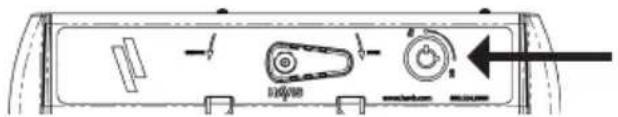 Diagram of a device rear panel with labeled ports and directional arrows indicating movement or control.