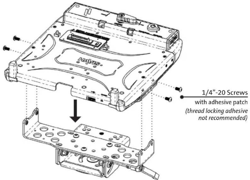 1/4"-20 Screws with adhesive patch (thread locking adhesive not recommended)