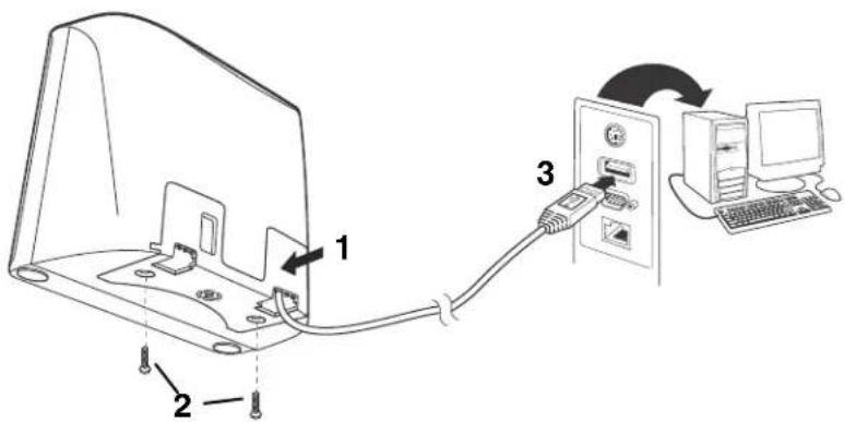 Diagram showing connection between a computer and a server via cable, with labeled components 1, 2, and 3.