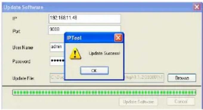 Update Software IP 192.168.11.48 Port 900B User Name admin Password ***** Update File: C:\Doc\iph-1.1.203000157 Browse Update Software Cancel