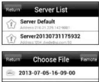 Return Server List Server Default Address 210.21.229.142-9001 Server20130731175932 Address 1034.dwdydva.com 90 Return Choose File Remote 2013-07-05-16-09-00