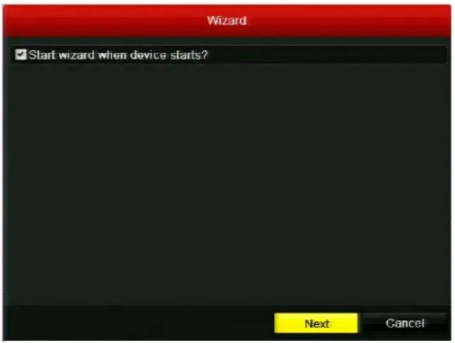 Wizard ✓ Start wizard when device starts? Next Cancel