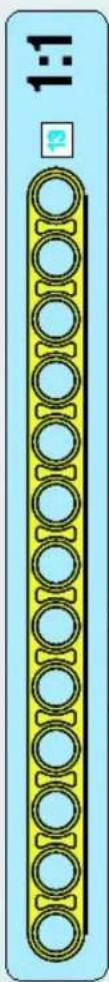 Diagram of a segmented mechanical component with circular ends and a labeled section '1:1' (no text or symbols on the diagram itself)