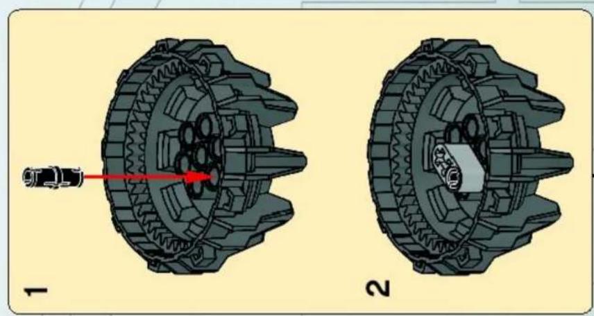 Technical illustration of two mechanical gear assemblies with a red arrow indicating motion direction (no text or symbols)