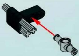 Diagram of a mechanical connector with a red arrow indicating direction (no text or symbols present)