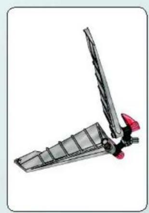 3D rendered mechanical component with a lever and base plate (no text or symbols visible)