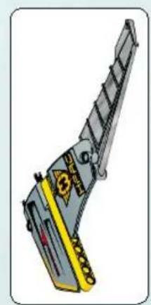 3D mechanical component diagram showing a lever mechanism with no visible text or symbols