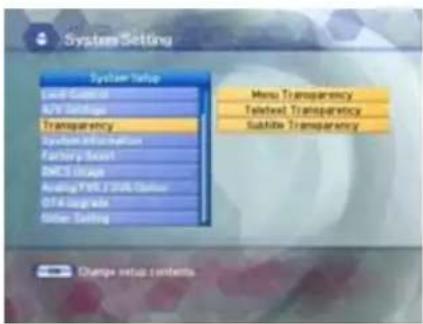 System Setting System Setup Load Control A2S Settings Transparency System Administration Factory Secret DNC Storage Analog PWR / DAS Connection OTA Upgrade Online Setting Menu Transparency Treadset Transparency Saddle Transparency Change setup contents