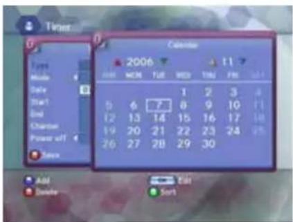 Time 0 Type Mode Date Start End Charter Power off Save Calendar 2006 11 0 AM MON TUE WED THU FRS SAT 5 6 7 8 9 10 11 12 13 14 15 16 17 18 19 20 21 22 23 24 25 26 27 28 29 30 Add Delete Edit Sort