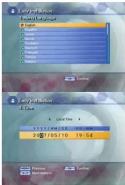 Early installation 1/Menu Language English English English English English English English English Local Time YYYY/MM/05 - 19:54 2007/05/10 19:54 Previous Input Numeric Current