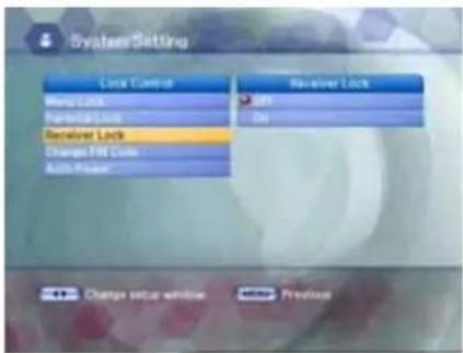 System Setting Local Control Menu Lock Functional Lock Receiver Lock Change First Close Add Phone Receiver Lock Do Change set-up window Previous