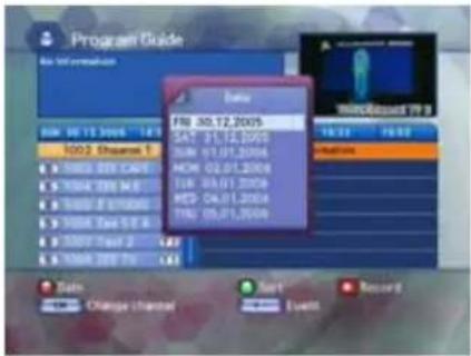 Program Guide An Information Date FRN 30.12.2005 SAT 31.12.2005 SUN 01.01.2004 HON 02.01.2004 TIR 03.01.2004 HED 04.01.2004 YING 05.01.2004 Change Channel Start Record