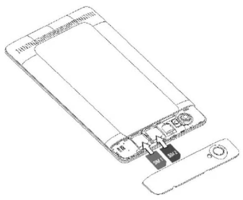 Technical diagram of a smartphone showing internal components labeled SM1 and SM2 with a control panel