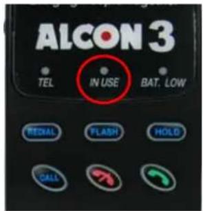 ALCON 3 TEL IN USE BAT. LOW RESAL FLASH HOLD CALL