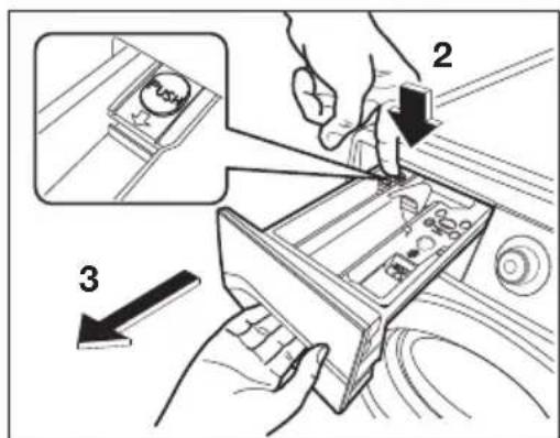 Diagram illustrating a hand inserting a device into a seatbelt, with labeled parts and directional arrows indicating steps 2 and 3.