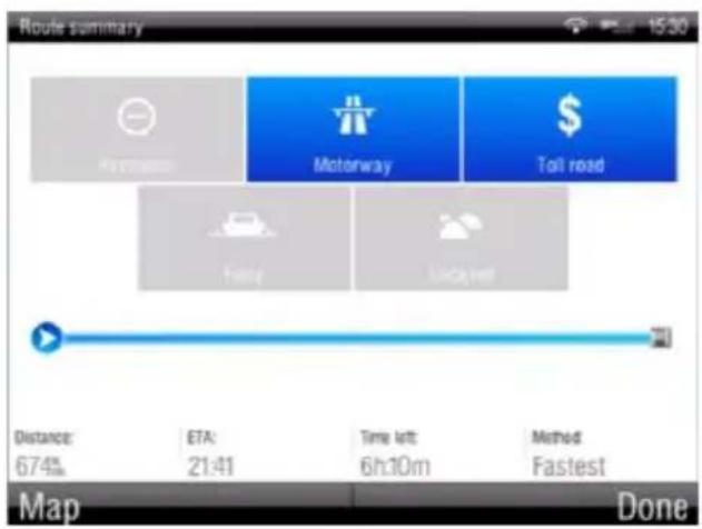 Sygic Fleet Navigation 2D software - Route Menu - 3