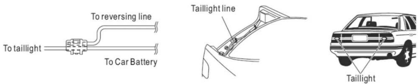 To taillight To reversing line To Car Battery Taillight line Taillight