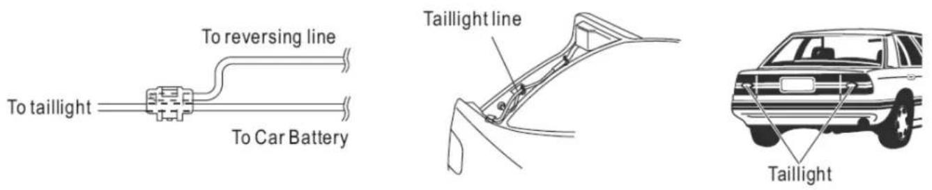 To taillight To reversing line To Car Battery Taillight line Taillight