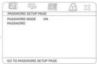 PASSWORD SETUP PAGE PASSWORD MODE ON PASSWORD GO TO PASSWORD SETUP PAGE