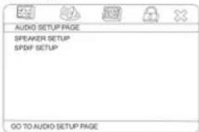 AUDIO SETUP PAGE SPEAKER SETUP SPDF SETUP GO TO AUDIO SETUP PAGE
