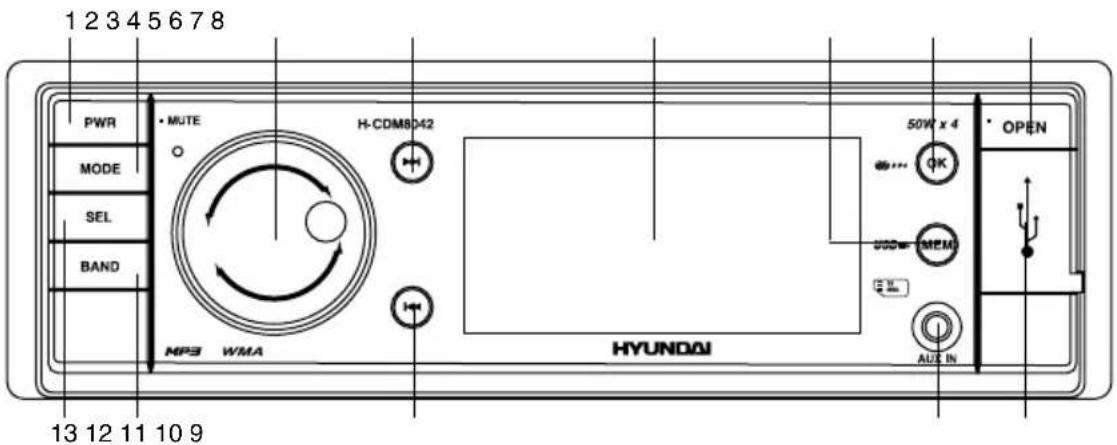 HYUNDAI H-CDM8042 - Front panel - 1