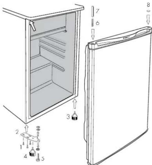 Technical diagram of a refrigerator interior with numbered parts and labeled parts for identification.