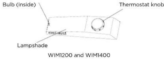 Bulb (inside) Lampshade Thermostat knob WIM1200 and WIM1400