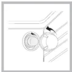 Pure technical diagram showing two circular components connected by a line, with no text or symbols present.