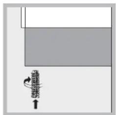 Simple diagram showing a gray rectangle with a white top and a small black arrow pointing downward (no text or symbols)